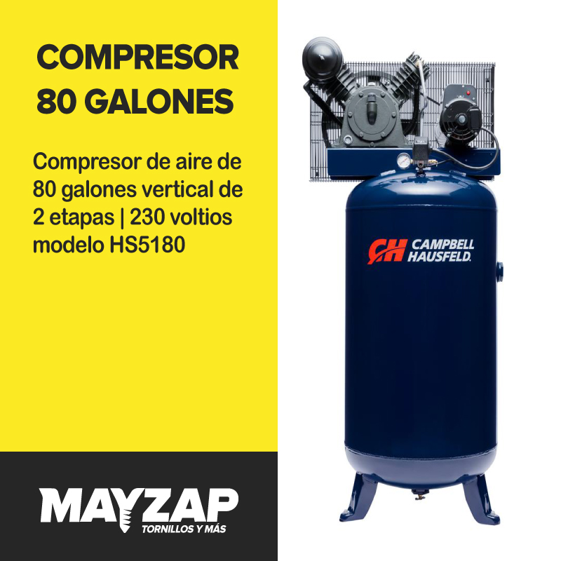 COMPRESOR DE AIRE 80 GALONES Cambell Hausfeld DE 5HP MODELO HS5180