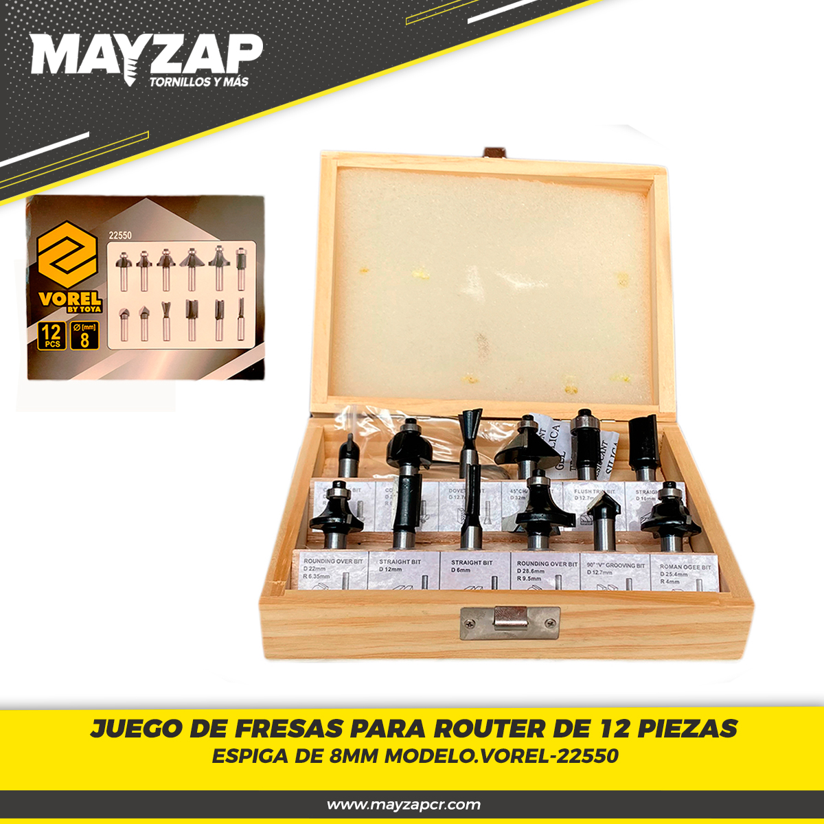 Juego Set De Fresas Kit Router Para Madera 12 Pzs 1/4″ – Bau Plan  Quincalleria
