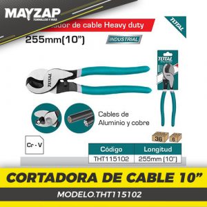 ALICATE CORTADORA DE CABLE ELÉCTRICO DE 10 PULGADAS TOTAL THT115102