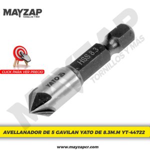 Avellanador Yato 44726 hexagonal espiga de 1/4 y de 20.5 mm de diámetro en ángulo de 45 mm y cuenta con 5 gavilanes.