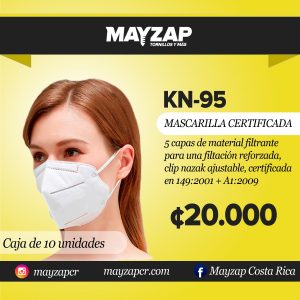 Mascarilla N95 certificada 149:2001 + A1:2009