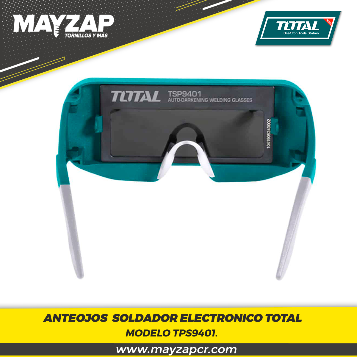 Anteojos para soldar Electrónicos TOTAL TSP9401 - Mayzap Tornillos y  Herramientas