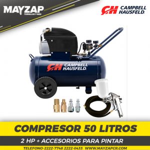 COMPRESOR CABELL HAUSFELD DE 50 LITROS + ACCESORIOS PARA PINTAR