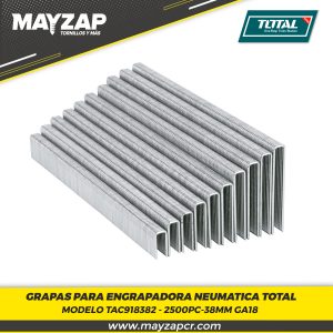 Grapa Para Clavadora Neumática TOTAL-TAC918382- GA18- PC 38mm