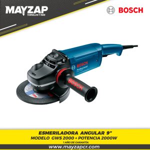 Esmeriladora Angular 9 " BOSCH GWS2000 + POTENCIA 2000W+1 AÑOS DE GARANTIA