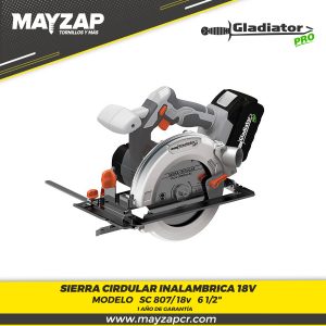 Sierra Circular Inalámbrica Gladiador SC807- 18V- 6 1/2"