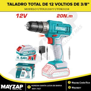 TALADRO TOTAL DE 12 VOLTIOS ESPIGA DE 3-8 MODELO UTDLI1218 Y UTDLI1211 Y UTDKI1218