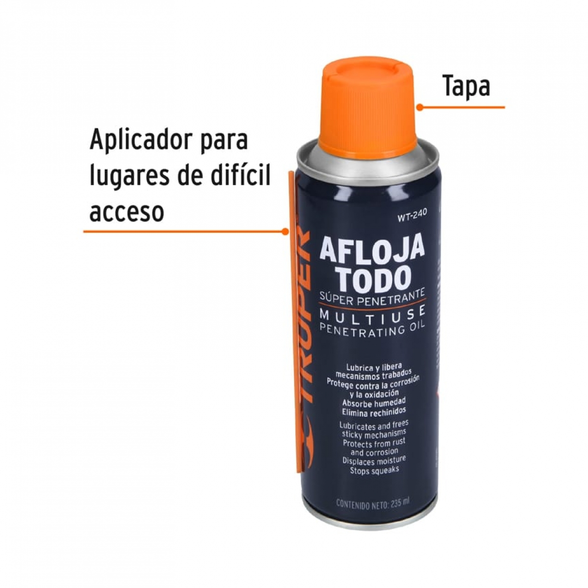 Aceite penetrante wt-240 truper13469 - Mayzap Tornillos y Herramientas