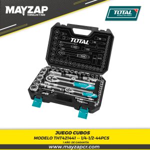 Caja de Herramientas espiga de 1/4" y 1/2" en 6 puntos 44 pcz THT421441 | Juego de Cubos