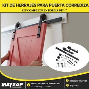 KIT DE HERRAJE PARA PUERTA CORREDIZA O DE GRANERO EN FORMA DE J
