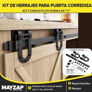 KIT DE HERRAJE PARA PUERTA CORREDIZA O DE GRANERO EN FORMA DE U