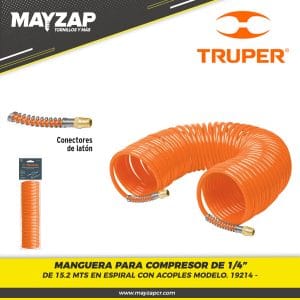 Manguera para compresor en espiral truper de 1/4 19075