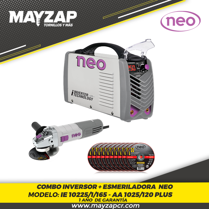 INVERSOR NEO 225 AMPERIOS IE12225 + MASCARA ELECTRONICA GLADIATOR - Mayzap  Tornillos y Herramientas