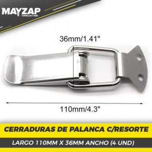 CERRADURAS DE PALANCA CON RESORTE JUEGO DE 4 PIEZAS INOXIDABLES