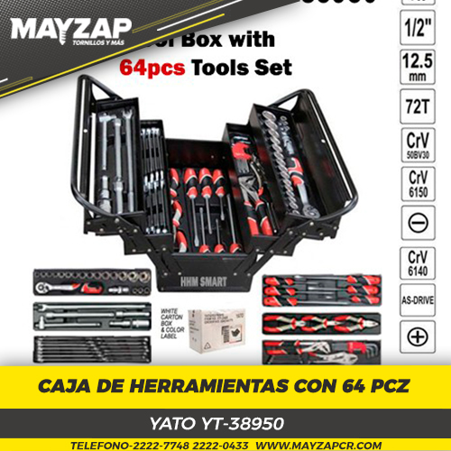 CAJA DE HERRAMIENTAS CON 64 HERRAMIENTAS YATO YT-38950