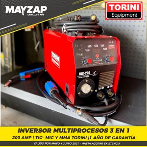 INVERSOR 3 EN 1 TORINI | MIG/ MMA/ TIG LIFT | GAS Y NO GAS