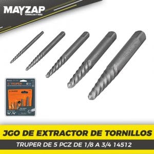 JUEGO DE EXTRACTOR DE TORNILLOS TRUPER DE 1/8" A 3/4" DE 5 PCZ TRUPER 14512