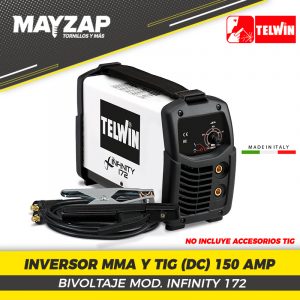 INVERSOR INDUSTRIAL TELWIN INFINTY 172 TIG Y MMA 150 AMPERIOS BIVOLTAJE