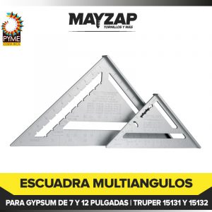 ESCUADRA PARA GYPSUM DE ALUMINIO TRUPER DE 7 Y 12 PULGADAS