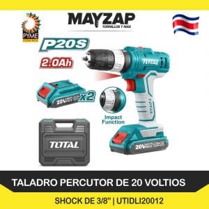 TALADRO PERCUTOR INALAMBRICO DE 20 VOLTIOS TOTAL UTIDLI20012 SHOCK DE 3/8"