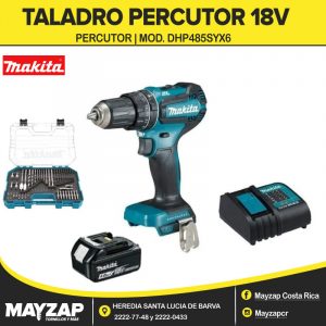 TALADRO INALAMBRICO MAKITA DE 18 VOLTIOS PERCUTOR MODELO DHP485SYX6