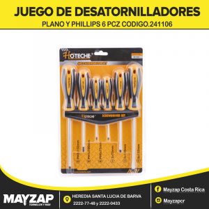 JUEGO DE DESATORNILLADORES DE 6 PCZ PLANOS Y PHILLPS 241106