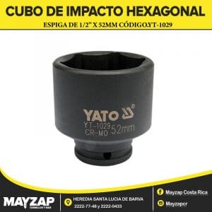 CUBO DE IMPACTO CORTO HEXAGONAL DE 52MM ESPIGA DE 1/2"