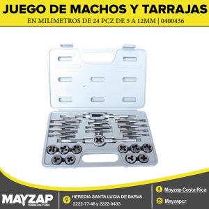 JUEGO DE MACHOS Y TARRAJAS EN MILIMETROS DE 24 PIEZAS