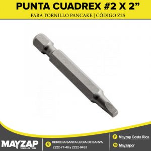 Punta Cradrada (Cuadrex) para Taladro #2 x 2" para PANCAKE.
