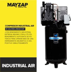 COMPRESOR VERTICAL DE 80 GALONES MARCA INDUSTRIAL AIR UNIDAD DE 5HP