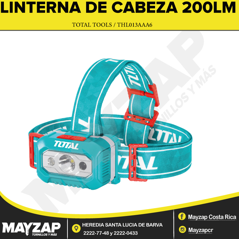 Linterna de Cabeza 200LM Marca Total Tools THL013AAA6 - Mayzap Tornillos y  Herramientas
