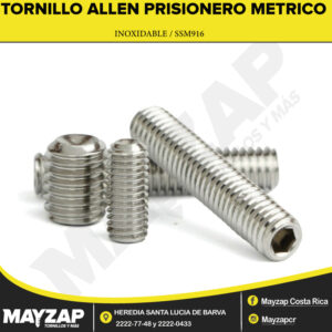 TORNILLO ALLEN PRISIONERO METRICO INOXIDABLE