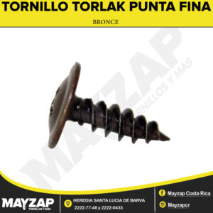 TORNILLO TORLAK PUNTA FINA DE BRONCE