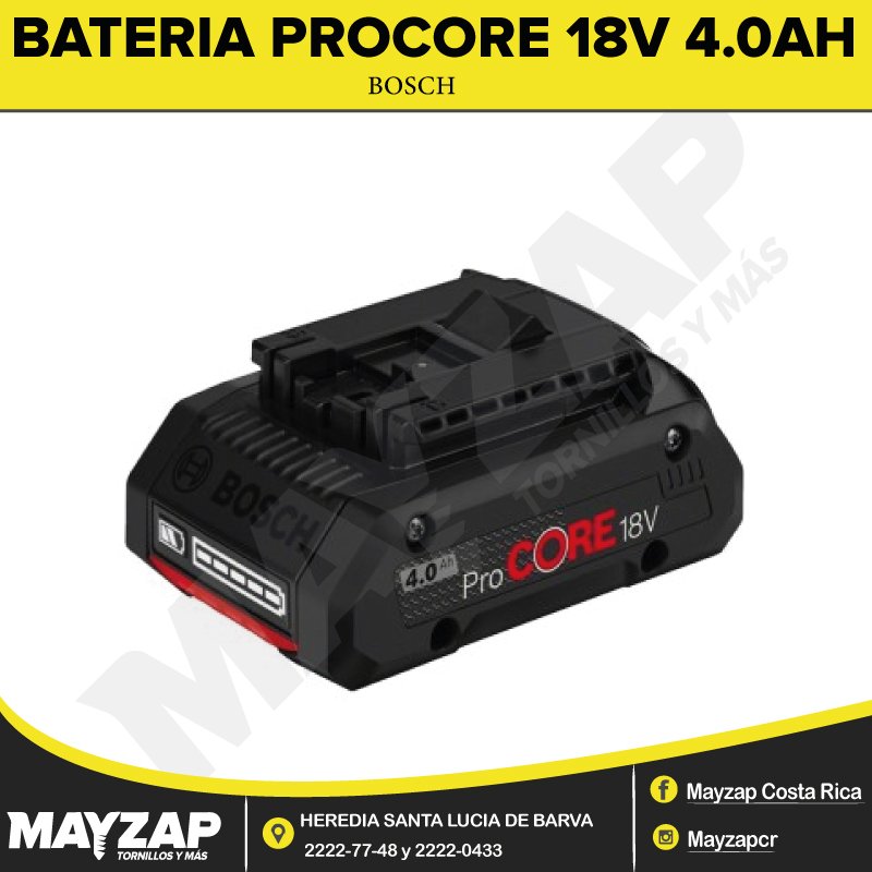 Bateria Procore de 18V 4.0Ah Marca Bosch 1600A016GB - Mayzap Tornillos y  Herramientas