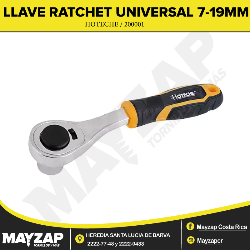 Llave Ratchet Universal de 7-19mm Marca Hoteche 200001 - Mayzap