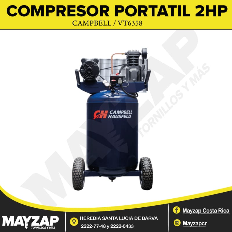 Compresor Portatil Campbell Hausfeld 30 Galones 2HP Modelo VT6358