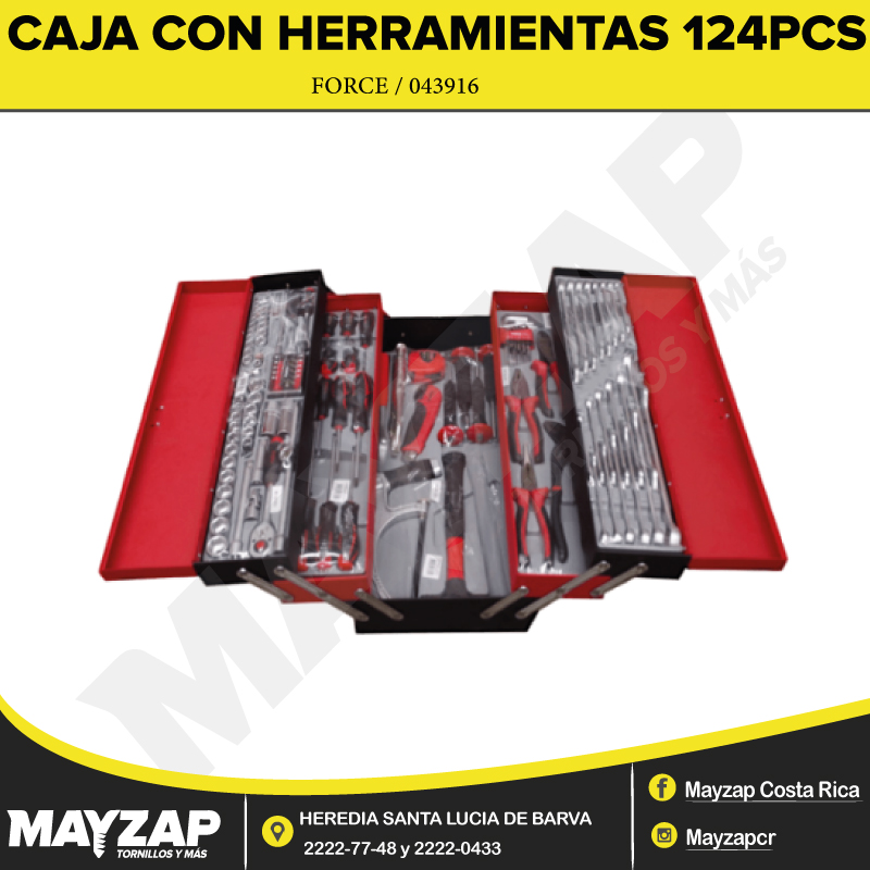 Caja Con Herramientas 124Pcs Marca Force 043916 - Mayzap Tornillos