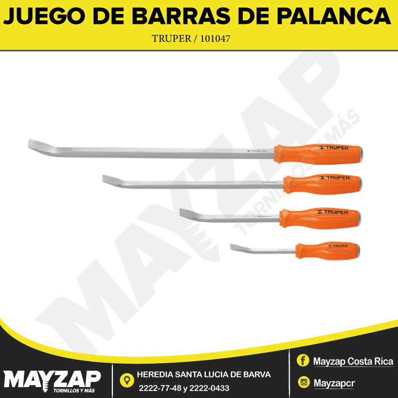 Juego De Palancas Multiusos De 300 Mm - Acero Aleado, Puntas Anguladas, Ideal Para Taller Y Mecánica Automotriz