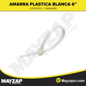 PAQUETE DE AMARRAS PLASTICAS 6" BLANCAS CON 100 UND