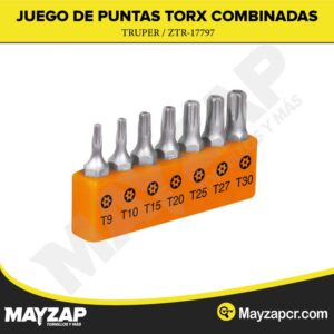 Juego de 7 puntas torx combinadas c/seguro largo 1", Expert
