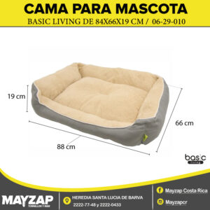 CAMA PARA MASCOTA GRANDE BASIC LIVING 06-29-010 DE 88X66X19 CM