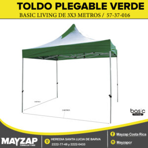 TOLDO PLEGABLE VERDE BASIC LIVING DE 3X3 METROS 57-37-016