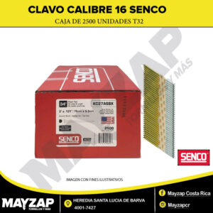 Clavo Calibre 16 marca SENCO caja de 2500 unidades
