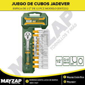 Juego de Cubos y Rachet espiga 1/2" JADEVER DE 12 PCZ milímetro MODELO JDST2212