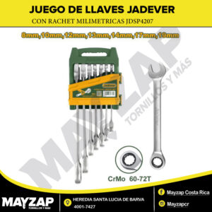 JUEGO DE LLAVER COROFIJAS CON RACHET DE 7 PCZ JADEVER MODELO JDSP4207
