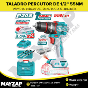 TALADRO PERCUTOR DE MEDIA TOTAL TOOLS DE 55NM MODELO UTIDLI20558