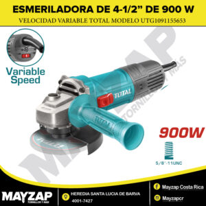 Esmeriladora de 4-1/2” con velocidad variable de 900W TOTAL UTG1091155653