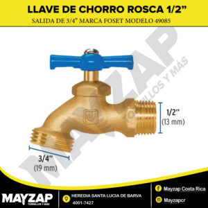 Llave de Chorro de 1/2" salida de 3/4" marca Foset modelo 49085