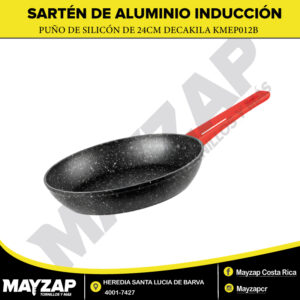 Sartén de Aluminio Antiadherente para Inducción 24 cm Decakila KMEP012B – Mango de Silicona Rojo