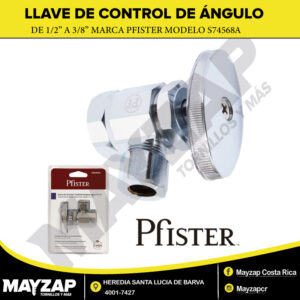 Llave de Control de Ángulo PFISTER Modelo S74568A de 1/2" a 3/8"